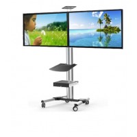 QD02-46TW - Dual TV, Aluminium Video Conferencing / Public Display Trolley